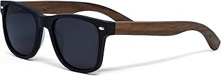 Wood Sunglasses for Men & Women | Premium Polarized Walnut Ebony Bamboo or Zebra Wooden Temples & Acetate Frame | Blacked Out UV400 Lenses | UV Protection | CE Marked