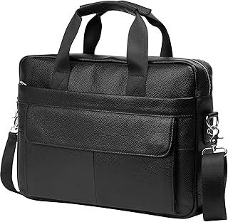 Leather Briefcase 15 inch Laptop Bag Messenger Shoulder Work Bag Crossbody Handbag for Business Travelling for Men Father Husband