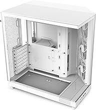 NZXT H6 Flow CC-H61FW-01 Compact Dual-Chamber Mid-Tower Airflow Case Panoramic Glass Panels High-Performance Airflow Panels Includes 3 x 120mm Fans Cable Management White