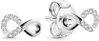 Women's 925 Sterling Silver Cubic Zirconia Infinity Stud Earrings, Fashion Jewellery for Women and Girls, Mother's Day Birthday Gift.