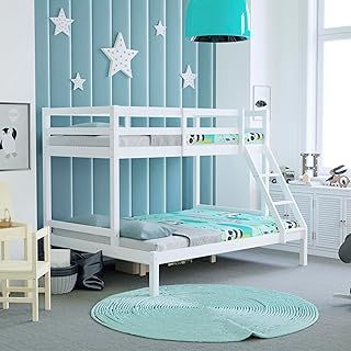 Vida Designs Sydney Triple Bunk Bed, Three Sleeper, Solid Pine Wood Frame, Kids Children, Double 4 Foot 6, Single 3 Foot, White