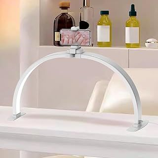 Half Moon Lamp for Nail Desk, Foldable LED Nail Desk Lamp for Nail Tech with Phone Holder, 29Inch Half Moon Light Esthetician Lash Light for Eyelash Extensions, Beauty, Tattoo
