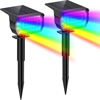 WELALO 57 LED Solar Landscape Spotlights, 2-in-1 Waterproof Solar Powered Garden Lights, 6500K 800LM 3 Brightness Modes Solar Spot Lights Outdoor for Garden, Dusk to Dawn (Cool White, 2 Pack)