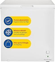 Russell Hobbs White Chest Freezer 198L Freestanding with 5 Year Warranty, Adjustable Thermostat, Chill or Freeze Function, 4 Star Freezer Rating & Suitable for Outbuildings & Garages RH198CF0E1W