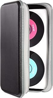 DVSICK UENTIP CD Case,96 Capacity CD Holder Hard Plastic CD Storage Wallet Protective CD/DVD Case Holder for Car Home Travel (96, Black)