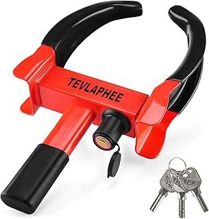 Tevlaphee Universal Wheel Lock Heavy Duty Security Trailer Wheel Lock (Black & Red)