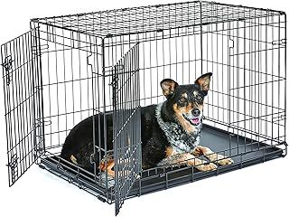 New World Newly Enhanced Double Door 91.44 cm (36-Inch) Dog Crate for Small Dog Breeds; Includes Leak-Proof Pan, Floor Protecting Feet, & New Patented Features; B36DD