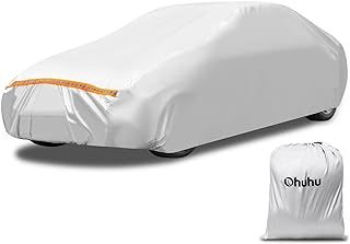 Car Cover, Ohuhu Universal Full Car Covers Outdoor Indoor, All Weather Protection Auto Cover Windproof Snowproof Dustproof Scratch Resistant UV Protection, Fit Sedan (191"-201"/ 485-510cm)