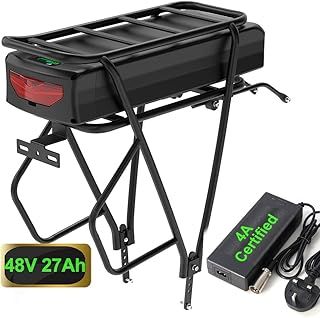 UPP 48V 27Ah Ebike Battery with Rear Rack- Lithium Ion Bike Battery for 750W 1000W 1500W Ebike Conversion Kit for Front Wheel Rear Wheel Brushless Motor