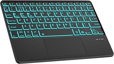 SENGBIRCH Wireless Bluetooth with Touch pad - 7 Colors Backlit Keyboard Light weight Slim for iOS iPad, iPad Pro, iPad Air, Mac, Android Tablet Samsung Galaxy, Xiaomi Pad 5, Huawei, Lenovo, Black