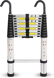 Telescopic Ladder 2.6M / 8.5FT Multi-Purpose Aluminium Loft Ladder Extendable, Collapsible and Portable, Max Load 150kg/330lb, Adjustable Step, EN131 (2.6m)