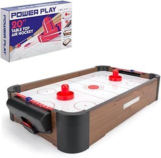 Air Hockey Table Game, Wooden Portable Table Toys Game for Kids and Adults, 20inches, Brown