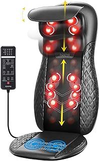 RENPHO Back Massager with Heat, Shiatsu Massage Chair Full Body, Neck Massager Height Adjustable, Back Massager Deep Tissue Kneading, Massager Seat Vibration, Massage at Home, Office