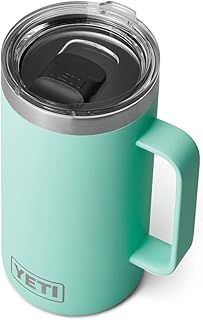 YETI Rambler Mug, Vacuum Insulated Stainless Steel Stackable Mug with Magslider Lid, Seafoam, 24 oz (710 ml)