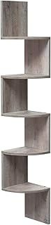 VASAGLE LBC020M01 Corner Shelf, Wall Shelf, 5 Levels, Zigzag Floating Shelf, Bookcase, for Kitchen, Bedroom, Living Room, Office, Grey Beige