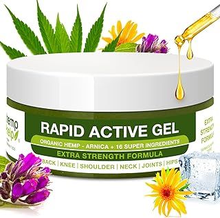 Potent Hemp Gel for Fast Relief - Targets Joint, Knee, Muscle & Back - Doctors & Athletes Recommended - Infused with Organic Arnica, Boswellia & 16 Super Ingredients