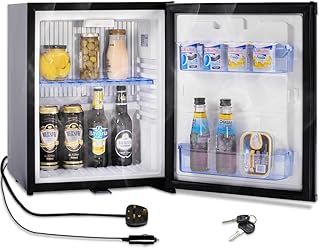 SMETA 12V Fridge for Campervan 30L, Camping Fridge 12V 240V Quiet 2 Way Fridge with Lock for Caravan Truck Camper Van Motorhome | Reversible Door | Black