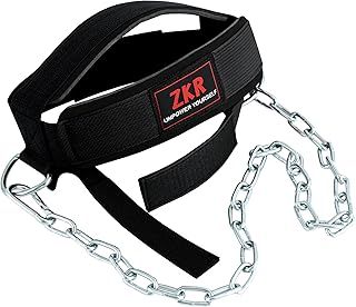 ZKR Head Harness For Weight lifting Neck Training Exerciser Harness Traps With Long Steel Chain And Neoprene Head Cap