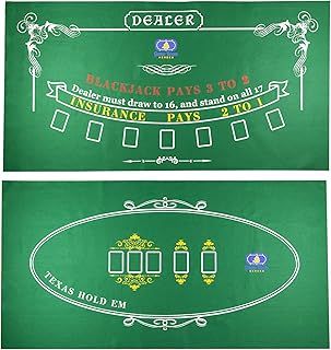 Tabletop Casino Felt Layout for Texas Holdem Poker and Blackjack - Premium Professional Grade Blackjack and Poker Mat for, Theme Party, Poker Night, Fundraisers & Gatherings
