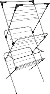 Vileda Sprint 3-Tier Clothes Airer, Indoor Clothes Drying Rack with 20 m Washing Line, Foldable Clothes Airer