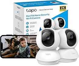 Tapo Wifi Indoor Camera, 2K 3MP Full HD Baby Camera, 360° Security Wireless Pet Camera, Night Vision, Work with Alexa & Google Home, 2 Pack(Tapo C210P2) (Package may vary)