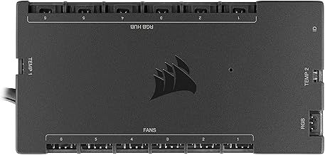 Corsair iCUE COMMANDER CORE XT, Digital Fan Speed and RGB Lighting Controller (Control up to Six PWM Case Fans and 264 RGB LEDs, Zero RPM Mode, Temperature Monitoring, Easy Installation) Black
