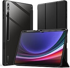 JETech Case for Samsung Galaxy Tab S10 Ultra/Tab S9 Ultra 14.6-Inch with S Pen Holder, Clear Transparent PC Back, Shockproof Tri-Fold Stand Tablet Cover, Auto Wake/Sleep (Graphite Black)