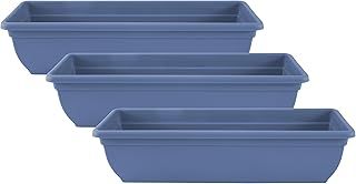 Muddy Hands Pack of 3-60cm Long Navy Blue Trough Plant Pot Plastic Planter Outdoor Garden Window Herb Flower Box