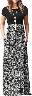 GRECERELLE Womens Maxi Dress Ladies' Summer Casual Short Sleeve Long Dresses with Pocket for Daily, Holiday, Travel, Maternity