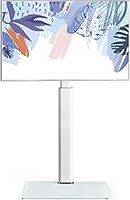 FITUEYES White TV Floor Stand for 32 to 60 inch TVs, Floor Standing TV Stand with Swivel Bracket, Height Adjustable, Holds 30kgs, Max VESA 600x400mm