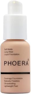 Phoera Foundation Makeup, Full Coverage, Soft Matte Oil Control Concealer, Liquid Foundation, Long Lasting 24HR Waterproof and Blendable 30ml (103 Warm Peach)