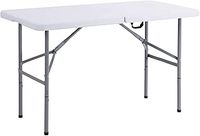 Crystals Portable Dining 4 Feet Garden Table, Foldable 4ft Trestle Catering Heavy Duty Folding Tables, Indoor & Outdoor Multi-Purpose Picnic BBQ Party Table, White