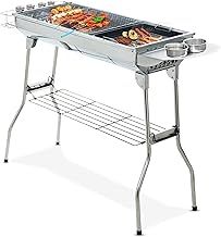 Portable Charcoal BBQ Grill for Easy to Setup Barbecue Grill Rust Resistant Stainless Steel Charcoal BBQ Folding BBQ Barbeque Grill Outdoor Cooker for Picnic Terrace Camping Travel Freestanding