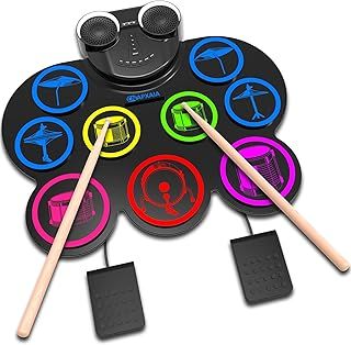 Electric Drum Kit, 9 Pads Silicone Kids Drum Set with Dual Speakers, Support Headphone/Bluetooth/MIDI Pratice Drum Kit, Perfect Musical Instruments Drum Gift for Children and Adults