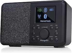SR10 Internet Radio with WIFI, Portable DAB/DAB+ Digital Radios, Podcast Player, Bluetooth Speaker, DAB FM Kitchen Radio, Radios Mains and Battery, Color Display, Dual Alarms-Black