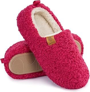 EverFoams Women's Fuzzy Full Slippers Soft Comfy Faux Shearling Memory Foam Indoor House Shoes