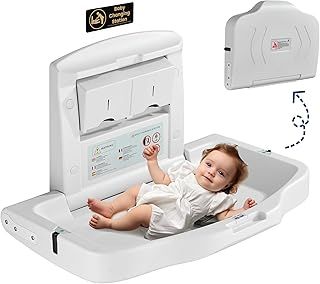 Baby Changing Unit,Baby Changing Station Wall Mount Commercial Diaper Changing Table Nursery Changing Table Horizontal Diaper Changer Station with Safety Strap Wall Restaurant Daycare Bathroom
