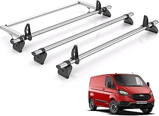 Rhino Roof Rack for Ford Transit Custom (2013-2024 GEN1) [Only Fits Standard Roof] 3 Roof Bars & Rear Ladder Roller + Loadstops - KR26/TB3FL/KLS2
