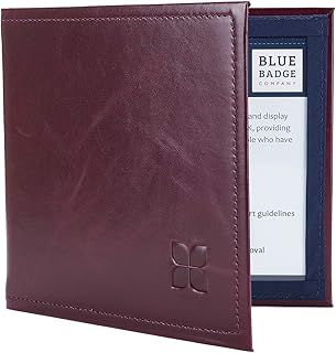 Blue Badge Co Italian Leather Parking Wallet in Burgundy Parking Permit Cover for Disabled Badge, Hologram Safe Design, Free Timer Clock Included, Fits New Badge