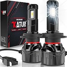 KATUR H7 LED Headlight Bulb 120W 30000LM, 700% Brightness H7 LED Bulb 6000K Xenon White Plug and Play 1:1 Mini Size High Efficiency Cooling System Canbus H7 Headlight Bulbs, Pack of 2