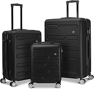 SA Products Cabin Suitcase, Easy Jet 45x36x20 Cabin Bag | Lightweight, Telescopic Handle, Hard Shell Small Carry on Suitcase with Wheels | Travel Luggage (Black)