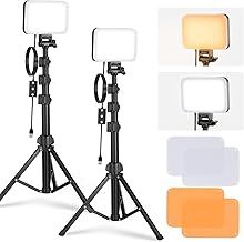 NEEWER BASICS LED Video Light, 2 Pack Studio Panel Key Lighting Kit with Tripod Stands & Filters, Bi Color Dimmable Portable 3200~5600K CRI95 750lux for Photography Recording Streaming Podcast, BP66