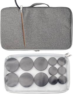 Portable Hot Stones Massage Set with Warmer Kit with 12 PCS Basalt Stones/Rocks Massage Stone Kit Heater Bag for Relax Muscles Home Spa Health Natural Massage