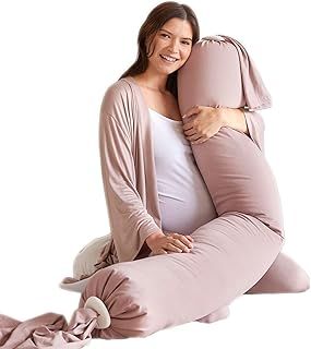 bbhugme Adjustable Pregnancy Pillow – Full Body Support for Side Sleeping - Adjustable Firmness and Shape - Supports Back, Legs, Belly, Hips for Pregnant Women - Removable Cover - Dusty Pink
