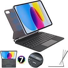TECHGEAR Magic Keyboard for Apple iPad 11th & 10th Generation 2025/2022, Slim Magnetic Floating Stand Case, Precision Multi-Touch Trackpad, 7 Color Backlight, Bluetooth Case with QWERTY Keyboard
