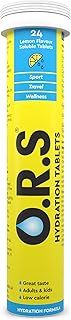 O.R.S Hydration Tablet with Electrolytes for Rehydration, Wellness, Travel, Sports & Recovery Vegan, Gluten-Free & Low-Calorie Electrolyte Tablets with Natural Lemon Flavour, 24 Tablets