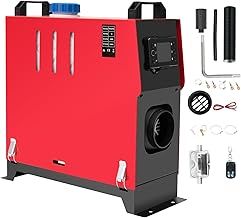 12V 5KW/8KW Diesel Air Heater，5000W-8000W Parking Heater Kit With Remote Muffler And LCD Display For RV Fast Heating，RV Trucks, Car Trailers, Boats, Buses (Red)