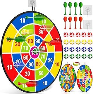 Doloowee 29 Inches Kids Dart Board Set, Boys Toys Double Sided Dartboards with 20 Velcro Sticky Balls, 8 Darts, Indoor Outdoor Party Games Toys Gifts for 4 5 6 7 8 Year Old Boy Girl and Adult