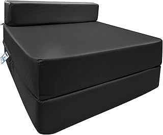 Fold Out Single Z Bed Futon Sofa Chair | Comfortable Fold Out Sofa Mattress | Ergonomically Designed for Guests | Lightweight & Stylish (Black)