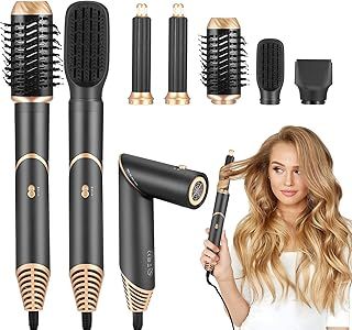 Hair Styler, 5 in 1 Hot Air Brush & Ionic Hair Dryer with Auto Air Hair Curlers, Hot Air Comb, Concentrator, Hair Dryer Brush for Styling, Fast Drying, Volumizing,Curling,Straightening, All Hair Types